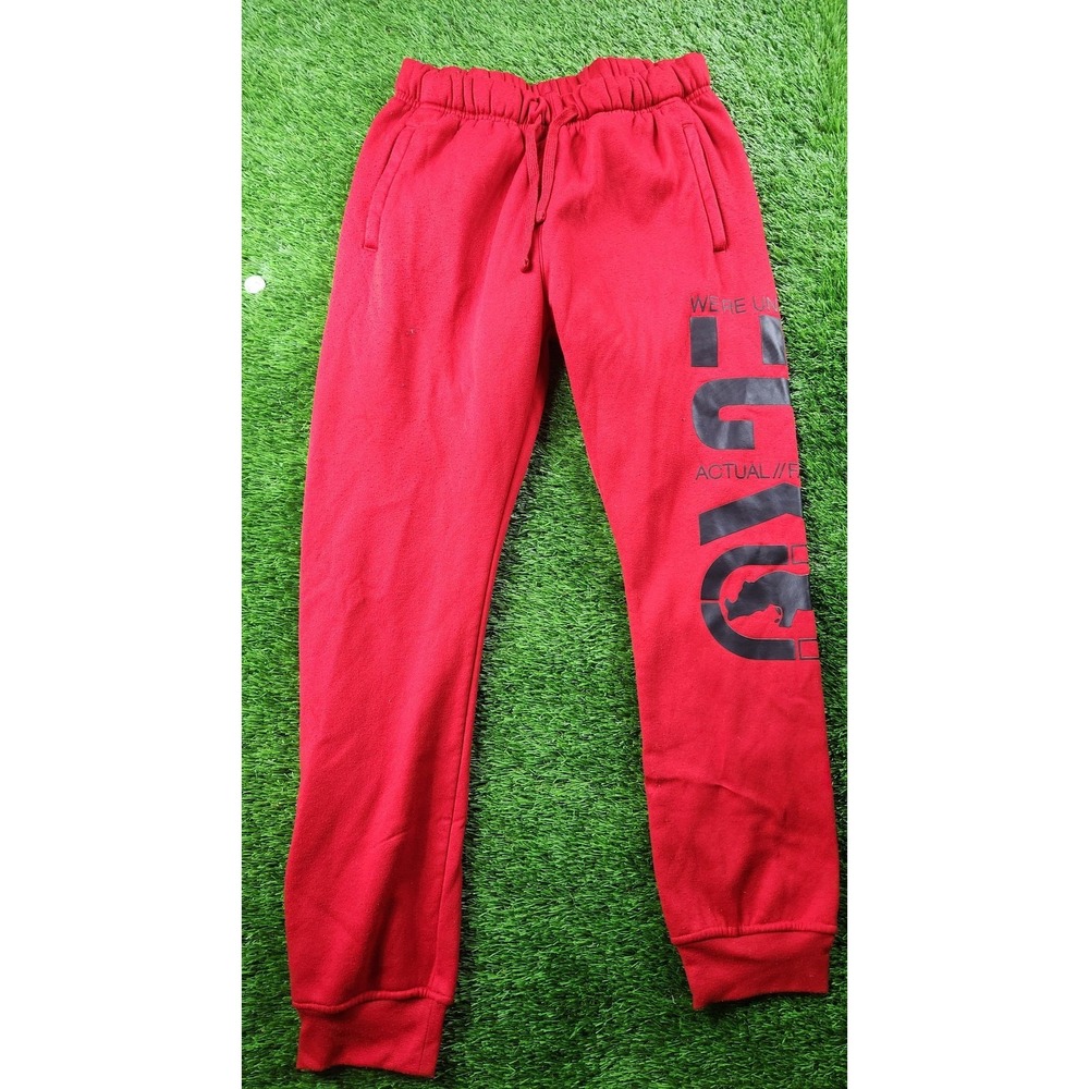 Ecko Ltd Sweatpants Mens M Red Fleece Elastic Waist Joggers Logo Graphic Pockets